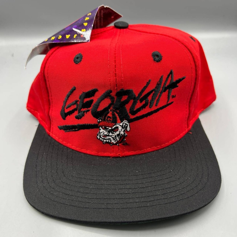 Vintage Georgia Bulldogs Hat Men‎ Red Black Signatures Snap Back Cap New